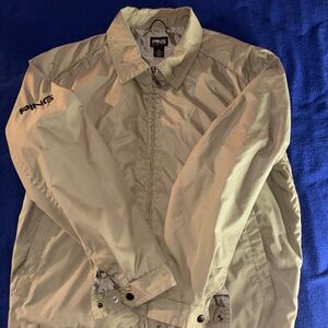 PING COLLECTION MENS SIZE LARGE VENTED GOLF FULL ZIP WINDBREAKER KHAKI NWOT